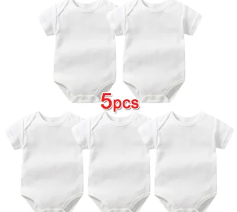 Cotton Bodysuits. Summer Short Sleeve White  Bodysuit Newborn Clothing