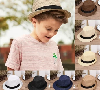 Children Beach Straw Hat Fedora Hat Outdoor Breathable Hats Girls Boys Sunhat