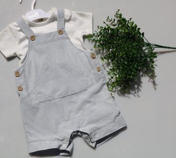 Baby two piece set with dungaree and t-shirt.