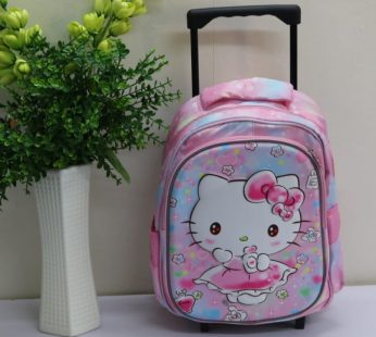 Wheeled School Bags Hello Kitty Baby Girls Trolley Backpack Waterproof Trolley Bag: