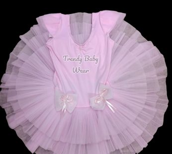 Fashion Ballet Baby Pink Girls Short Sleeved Ballet Tutu Dance Wear Dress