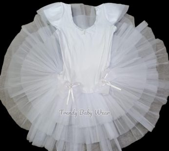 White Girls Short Sleeved Ballet Tutu Dance Wear Dress