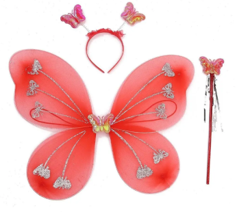 Princess Fairy Wings Baby Girls 3Pcs/Set Kids Glitter Butterfly Headband Wings Wand Photography Outfit Children Fairy