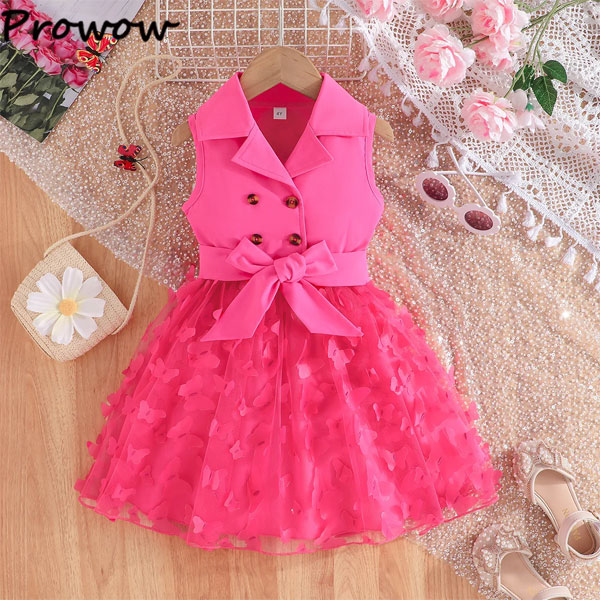 Prowow-Girls-Party-Princess-Dress-1 girls party princess dress premium butterfly birthday dress with belt