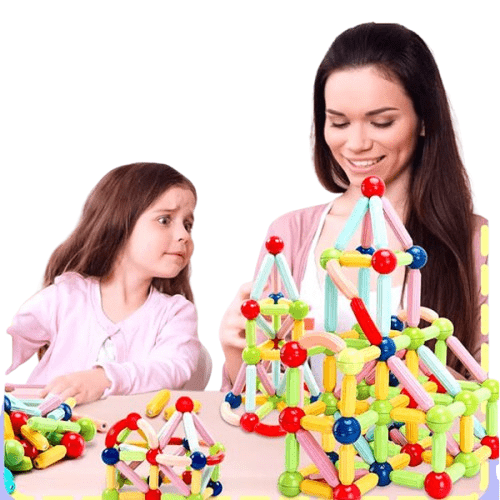 STEM-Magnetic-Block Colourful magnetic rods and balls assembled into shapes