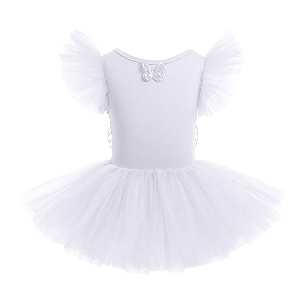 White-Girls-Short-Sleeved-Ballet-Tutu-Dress white ballet tutu dress premium girls fashion wear
