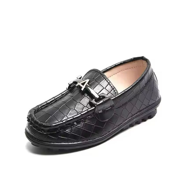black leather loafers