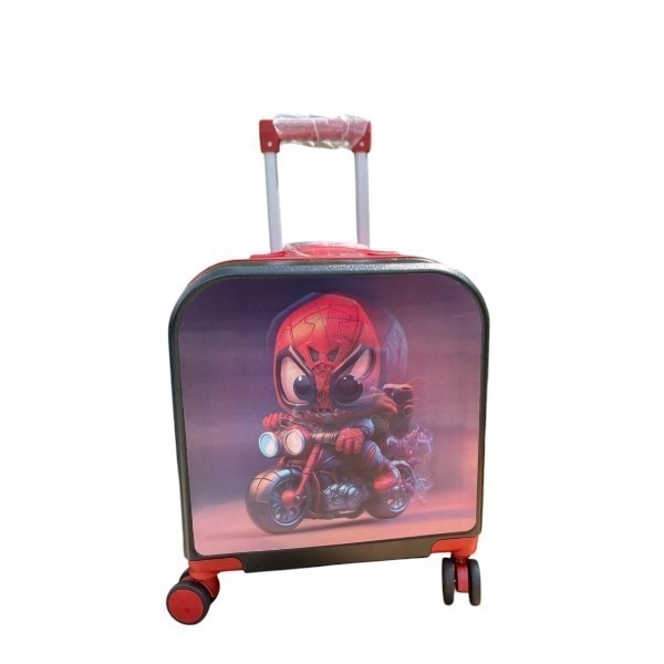 3D Suitcase spiderman-Photoroom 3D Spiderman Red Black Travelling Suitcase Travel Bag With Wheels