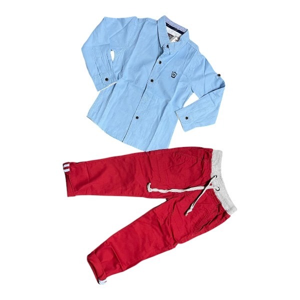 boys blue shirt red pants set-Photoroom boys blue shirt red pants set