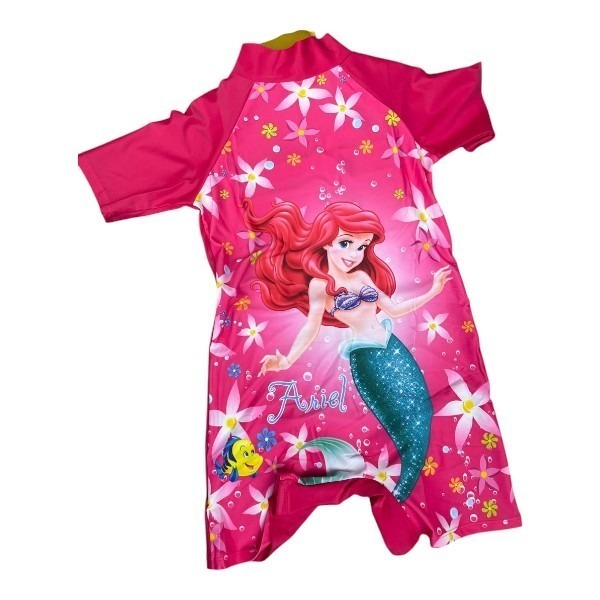 Mermaid Costume Pink-Photoroom girls pink swimming costume with a mermaid image