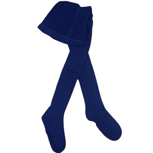 navy blue stockings Navy blue cotton stockings for kids laid flat, showcasing soft stretch knit