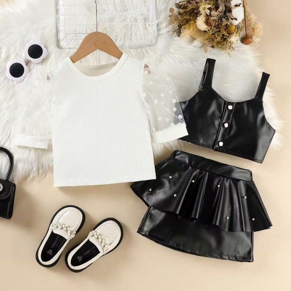 3piece leather skirt set Princess Leather Skirt Set 3-Piece Jacket and Top