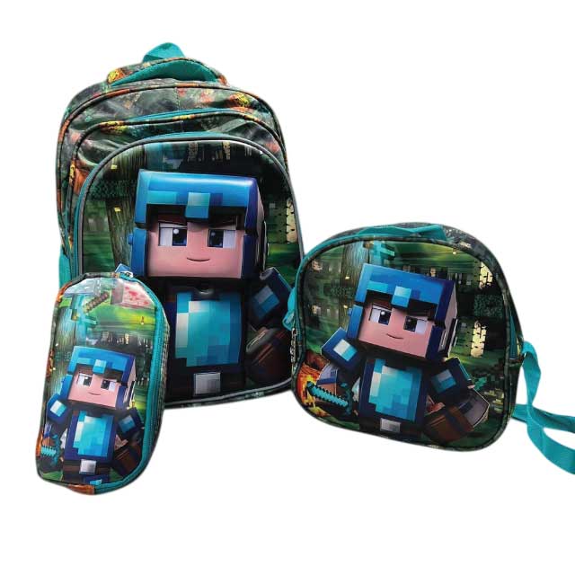 Green-Fabric-School-Bag Green Fabric School Bag – Lightweight Durable Kids Backpack for School