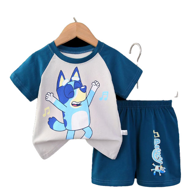 Ultimate Kuromi Cartoon T-Shirt Set – Girls Purple Summer Outfit Adorable Bluey Cartoon T-Shirt Set for Boys – Fun Summer Outfit