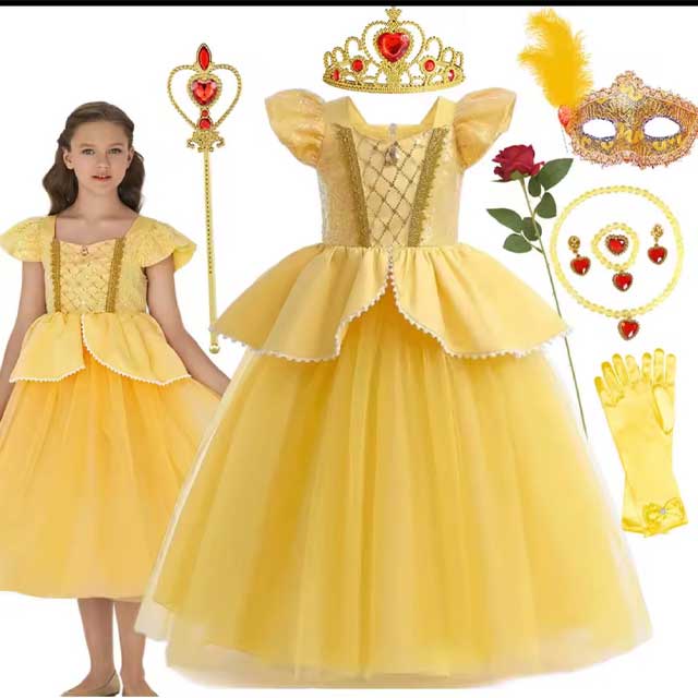 Princess-Balle Princess Belle Costume from Beauty and the Beast – Girls Princess Dress